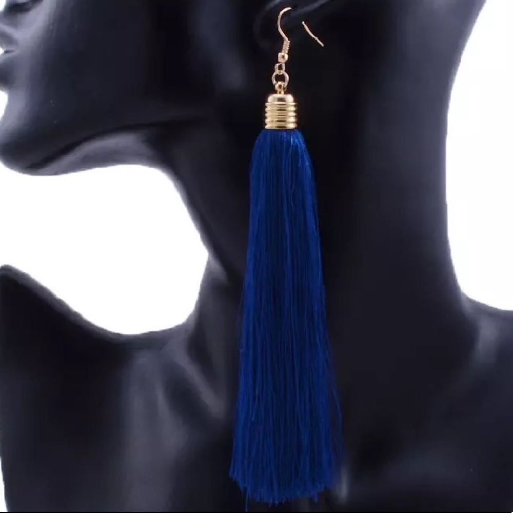 Pink Tassel Drop Earrings - Picture 7 of 7
